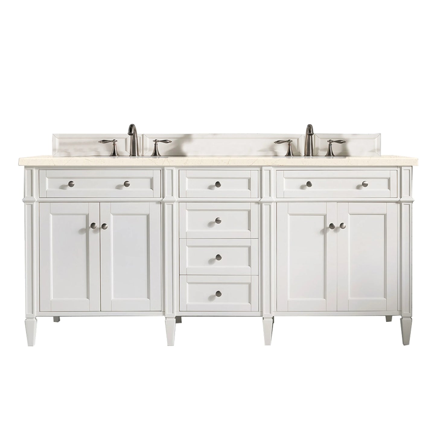 Renovate for Less Atlanta Brittany 72" Double Vanity, Bright White Vanity w/ 3 CM Eternal Marfil Silestone Top