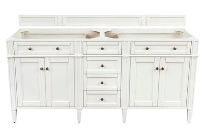 Renovate for Less Atlanta Brittany 72" Double Vanity, Bright White Vanity w/ 3 CM Eternal Marfil Silestone Top, view 2