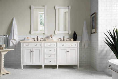 Renovate for Less Atlanta Brittany 72" Double Vanity, Bright White Vanity w/ 3 CM Eternal Marfil Silestone Top, view 3