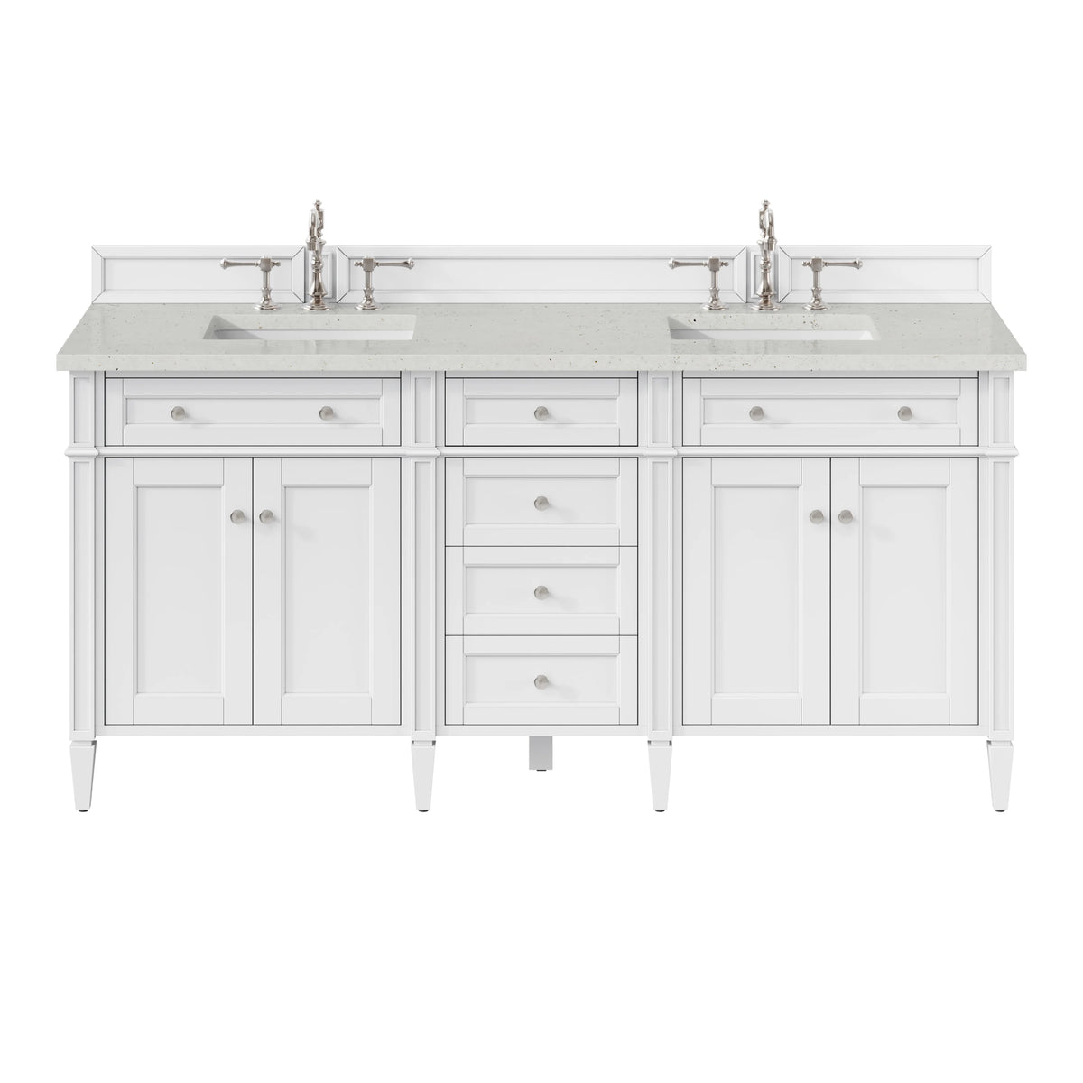 Brittany 72" Double Vanity, Bright White Vanity w/ 3 CM Lime Delight Silestone Top