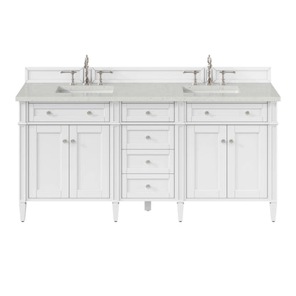 Brittany 72" Double Vanity, Bright White Vanity w/ 3 CM Lime Delight Silestone Top