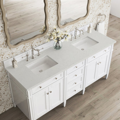 Brittany 72" Double Vanity, Bright White Vanity w/ 3 CM Lime Delight Silestone Top, view 7
