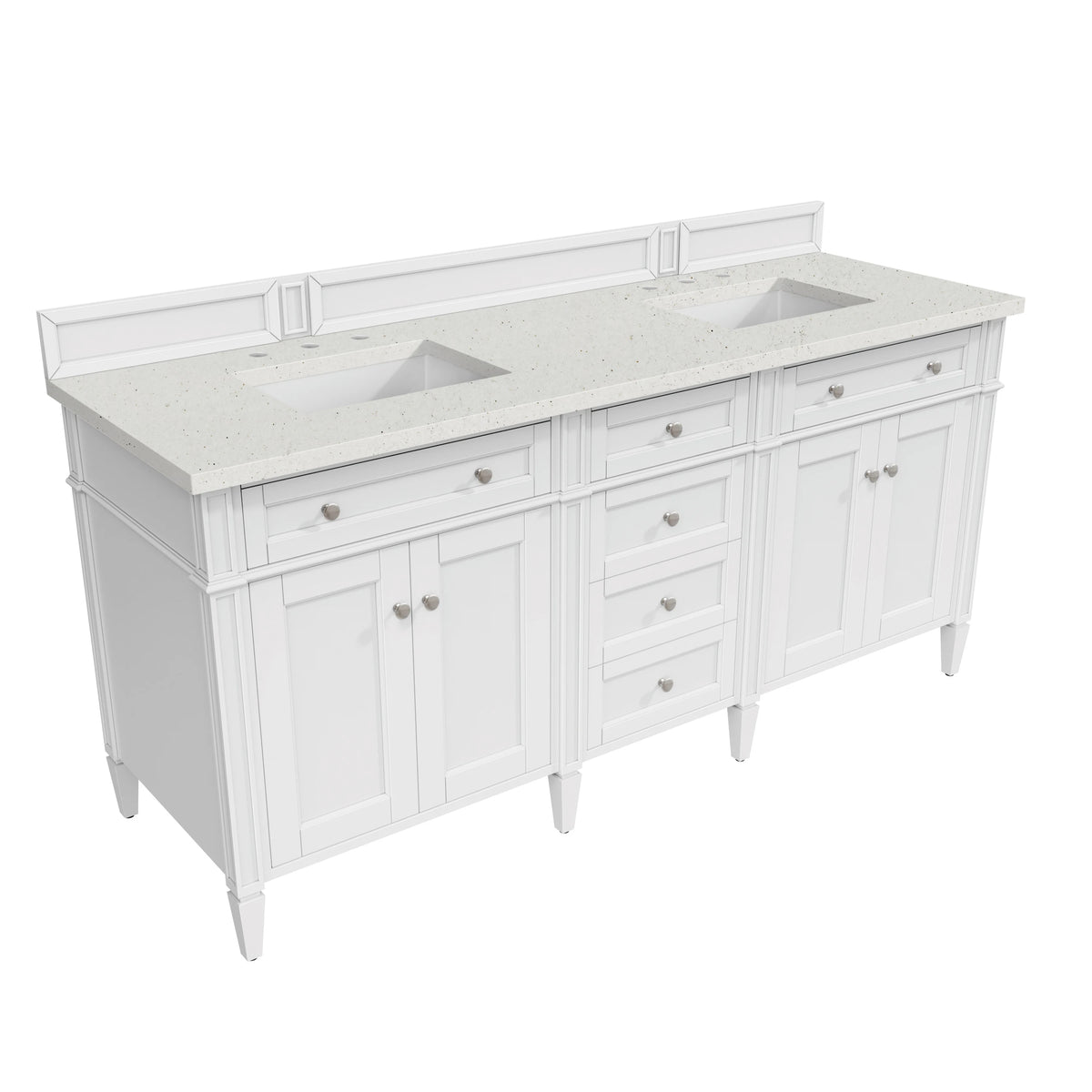 Brittany 72" Double Vanity, Bright White Vanity w/ 3 CM Lime Delight Silestone Top, view 8