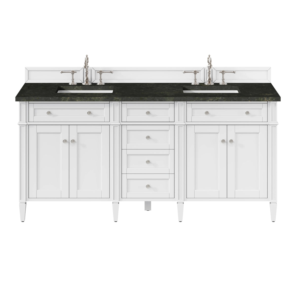Brittany 72" Double Vanity in Bright White, w/ 3 CM Phantome Eclos Top