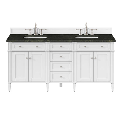 Brittany 72" Double Vanity in Bright White, w/ 3 CM Phantome Eclos Top