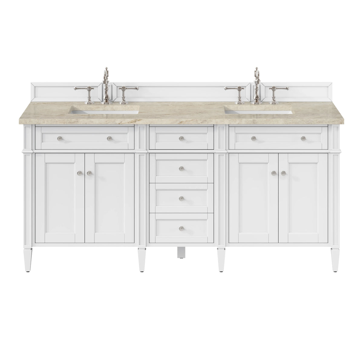 Brittany 72" Double Vanity in Bright White, w/ 3 CM Tajnar Eclos Top