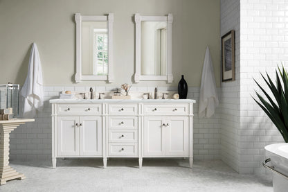 Brittany 72" Double Vanity, Bright White Vanity w/ 3 CM Ethereal Noctis Silestone Top w/FreePower Wireless Char, view 6