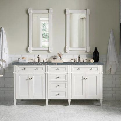 Brittany 72" Double Vanity, Bright White Vanity w/ 3 CM Parisien Bleu Silestone Top w/FreePower Wireless Charger, view 6