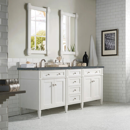 Brittany 72" Double Vanity, Bright White Vanity w/ 3 CM Parisien Bleu Silestone Top w/FreePower Wireless Charger, view 7
