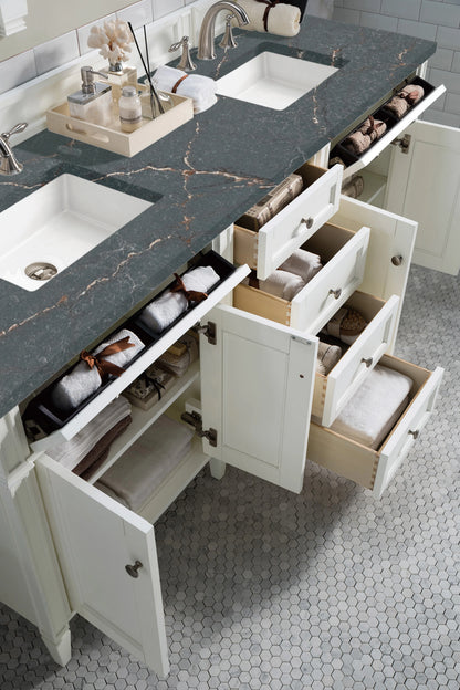 Brittany 72" Double Vanity, Bright White Vanity w/ 3 CM Parisien Bleu Silestone Top w/FreePower Wireless Charger, view 8