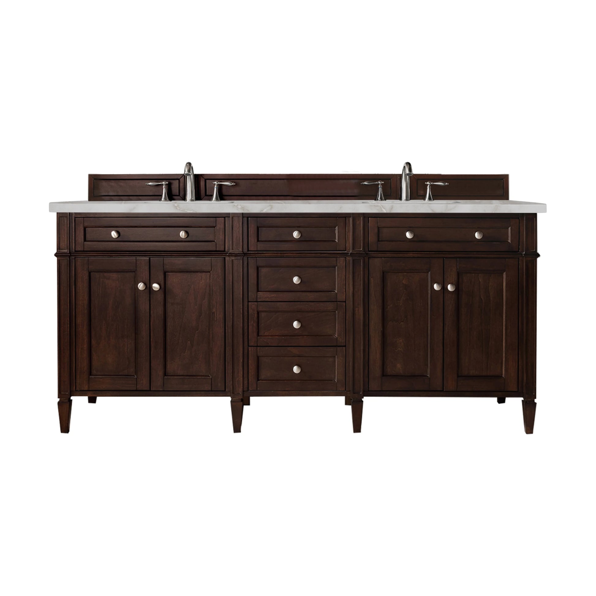 Renovate for Less Atlanta Brittany 72" Double Vanity, Burnished Mahogany w/ 3 CM Eternal Marfil Silestone Top, view 2