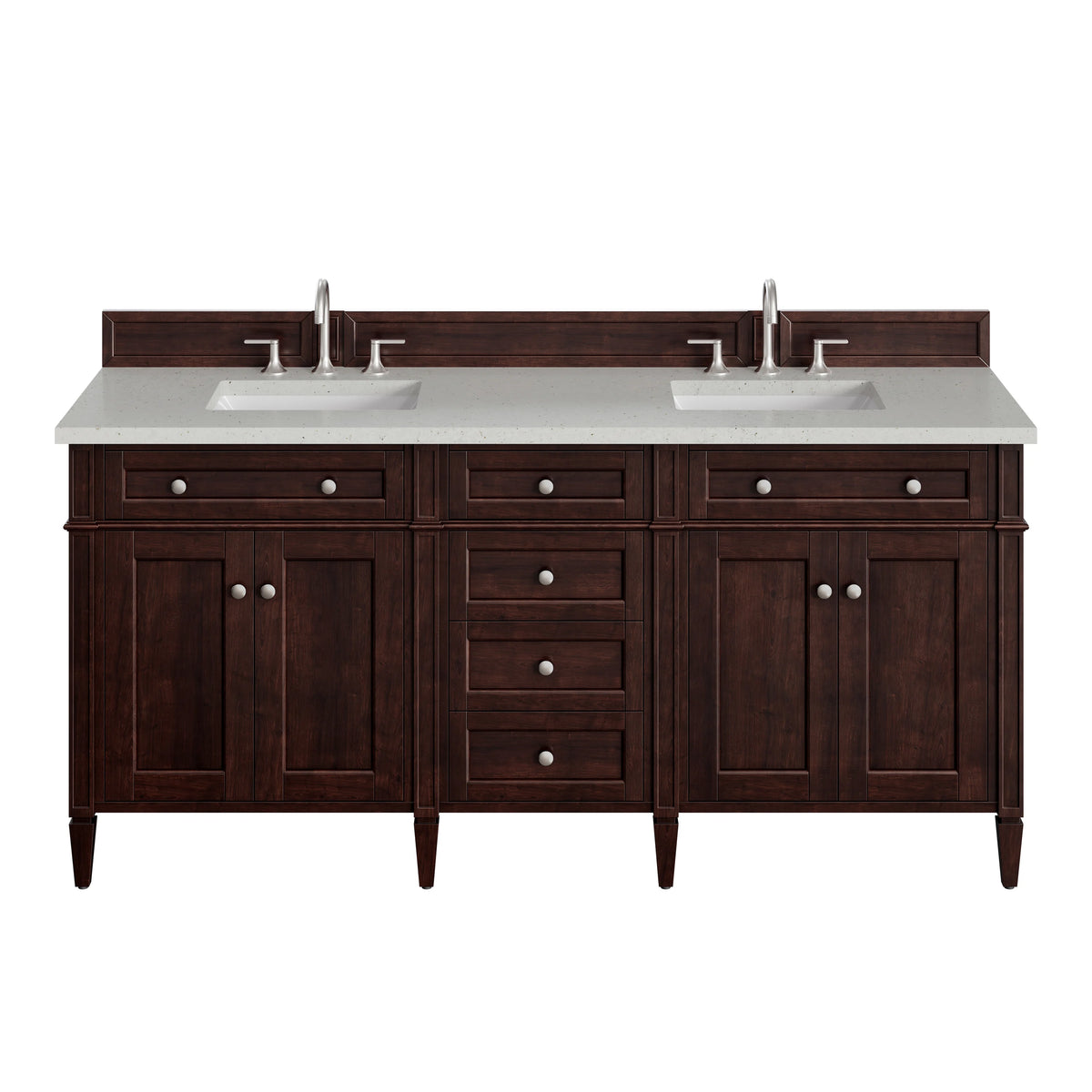 Brittany 72" Double Vanity, Burnished Mahogany w/ 3 CM Lime Delight Silestone Top