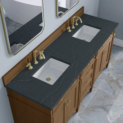 Brittany 72" Double Vanity, Pecan w/ 3 CM Charcoal Soapstone Silestone Top, view 8