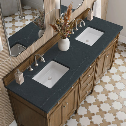 Brittany 72" Double Vanity, Saddle Brown w/ 3 CM Charcoal Soapstone Silestone Top, view 7