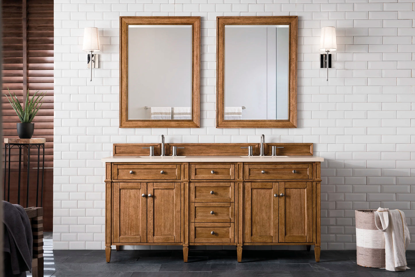 Renovate for Less Atlanta Brittany 72" Double Vanity, Saddle Brown w/ 3 CM Eternal Marfil Silestone Top, view 3