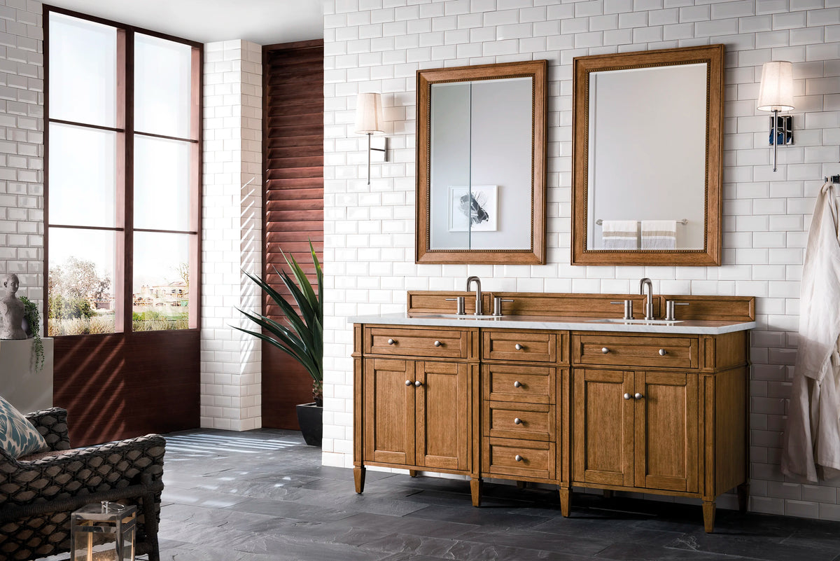 Brittany 72" Double Vanity, Saddle Brown w/ 3 CM Eternal Jasmine Pearl Silestone Top w/FreePower Wireless Charg, view 7