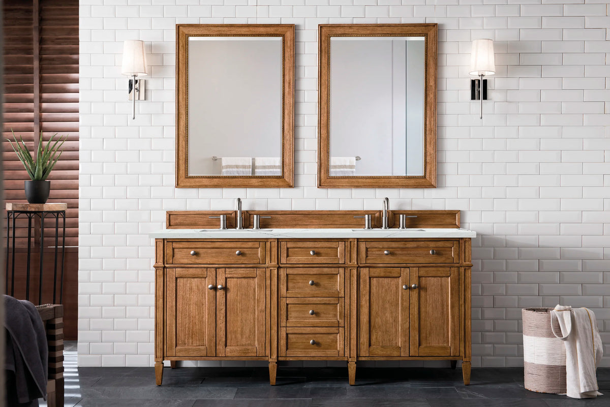 Brittany 72" Double Vanity, Saddle Brown w/ 3 CM Ethereal Noctis Silestone Top w/FreePower Wireless Charger, view 6