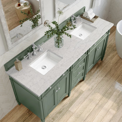 Brittany 72" Double Vanity, Smokey Celadon w/ 3 CM Eternal Jasmine Pearl Top, view 6