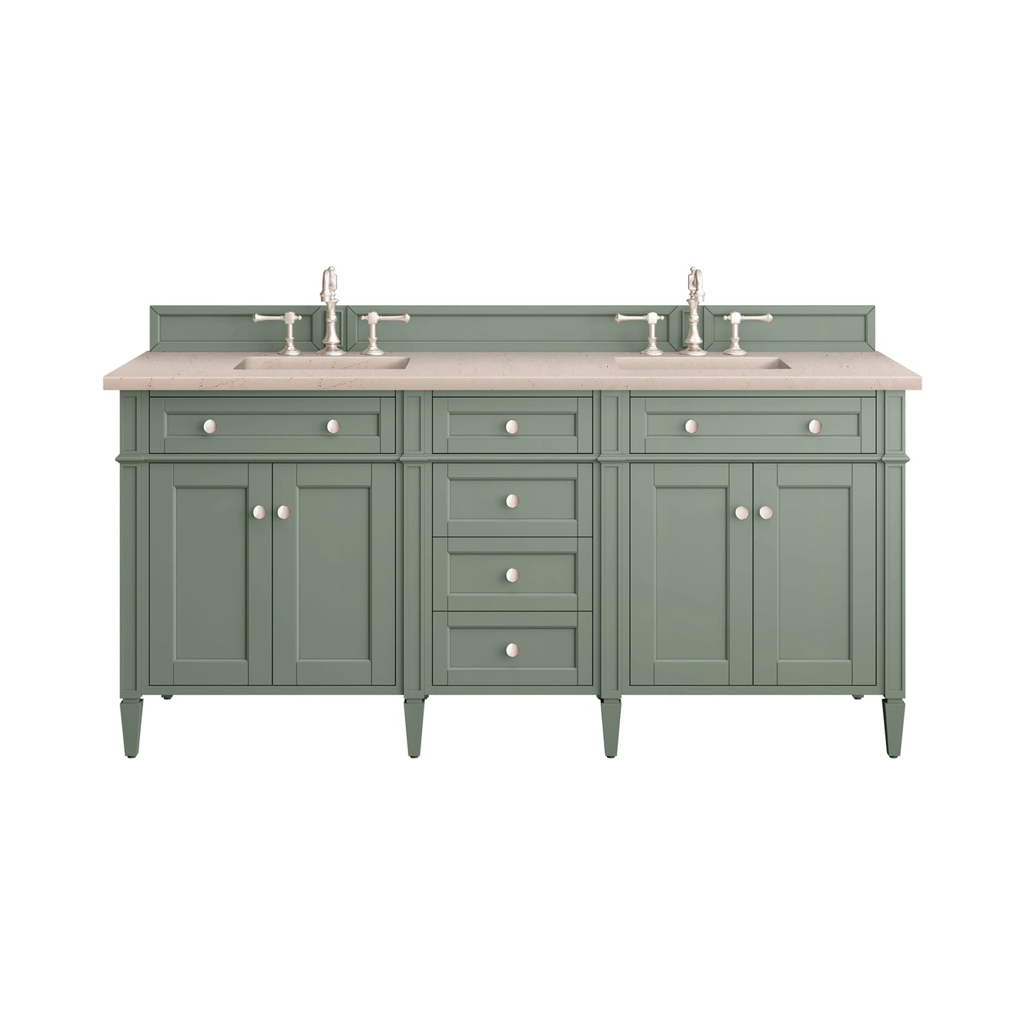 Renovate for Less Atlanta Brittany 72" Double Vanity, Smokey Celadon w/ 3 CM Eternal Marfil Top
