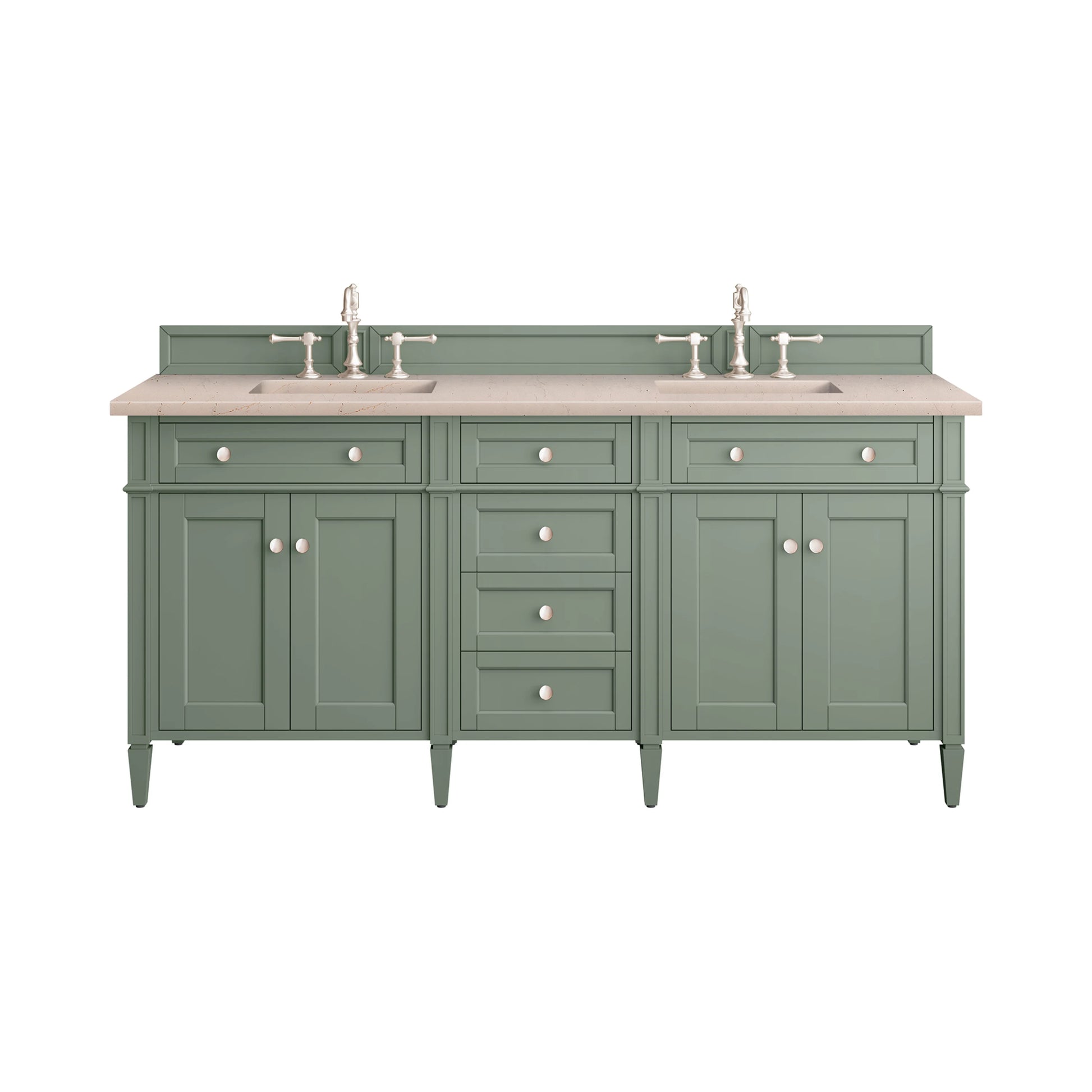 Renovate for Less Atlanta Brittany 72" Double Vanity, Smokey Celadon w/ 3 CM Eternal Marfil Top