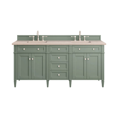 Renovate for Less Atlanta Brittany 72" Double Vanity, Smokey Celadon w/ 3 CM Eternal Marfil Top