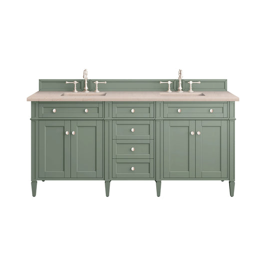 Renovate for Less Atlanta Brittany 72" Double Vanity, Smokey Celadon w/ 3 CM Eternal Marfil Top