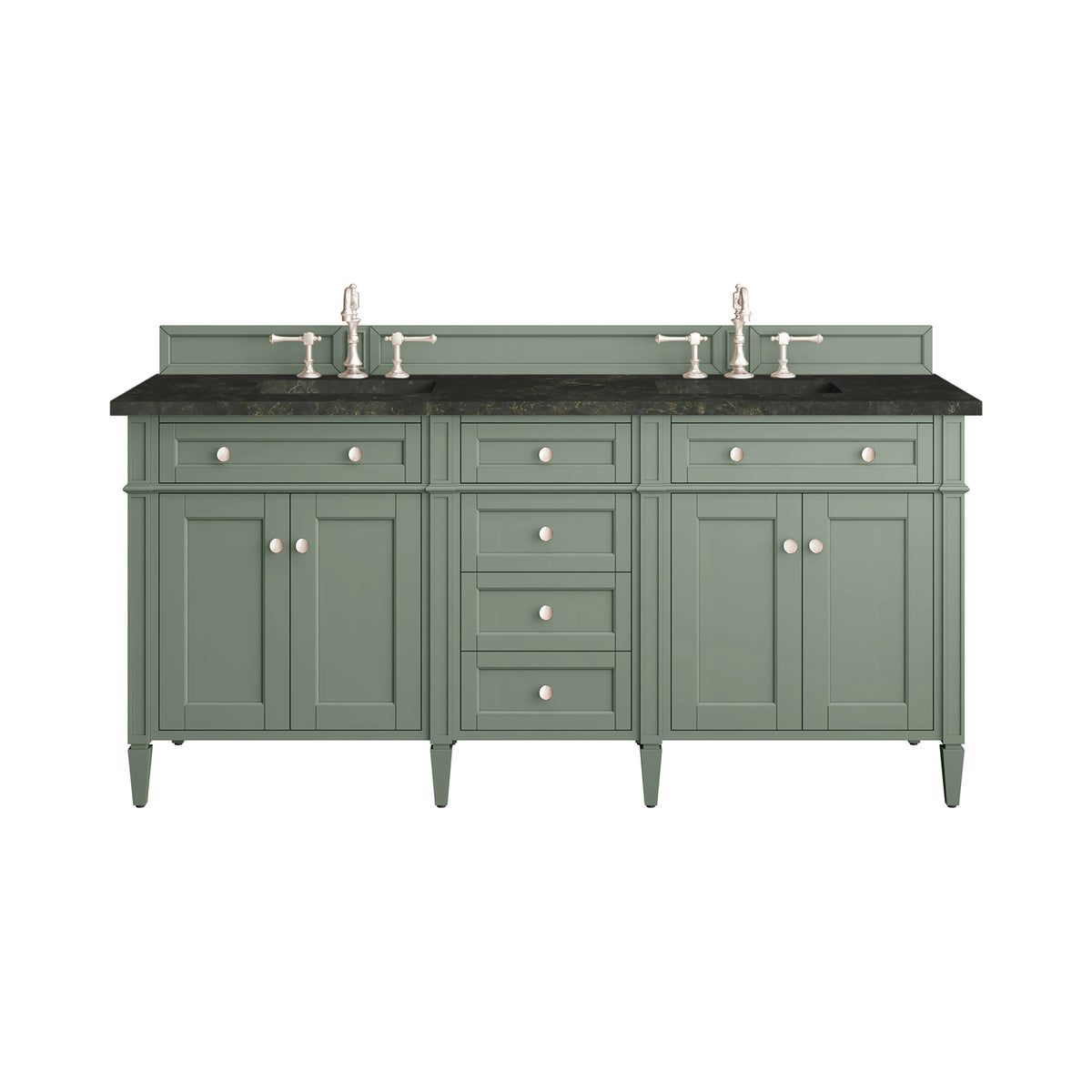 Brittany 72" Double Vanity, Smokey Celadon, w/ 3 CM Phantome Eclos Top