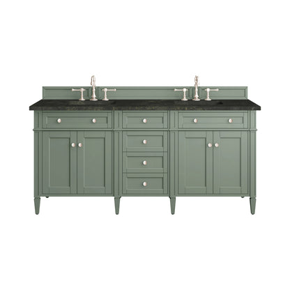 Brittany 72" Double Vanity, Smokey Celadon, w/ 3 CM Phantome Eclos Top