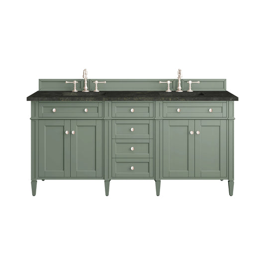 Brittany 72" Double Vanity, Smokey Celadon, w/ 3 CM Phantome Eclos Top