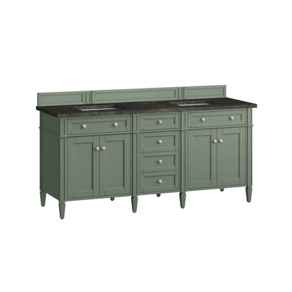 Brittany 72" Double Vanity, Smokey Celadon, w/ 3 CM Phantome Eclos Top, view 7