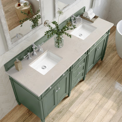 Brittany 72" Double Vanity, Smokey Celadon, w/ 3 CM Siberian Silestone Top, view 6
