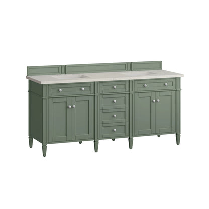 Brittany 72" Double Vanity, Smokey Celadon, w/ 3 CM Siberian Silestone Top, view 7