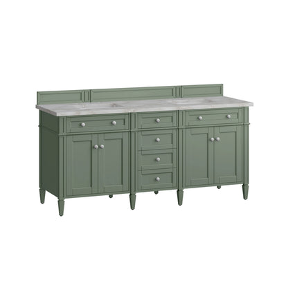 Brittany 72" Double Vanity, Smokey Celadon w/ 3 CM Victorian Silver Top, view 7