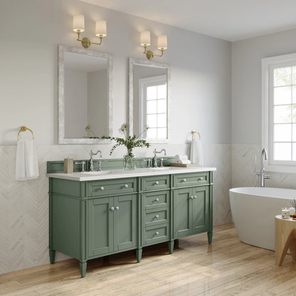 Brittany 72" Double Vanity, Smokey Celadon w/ 3 CM White Zeus Top, view 4