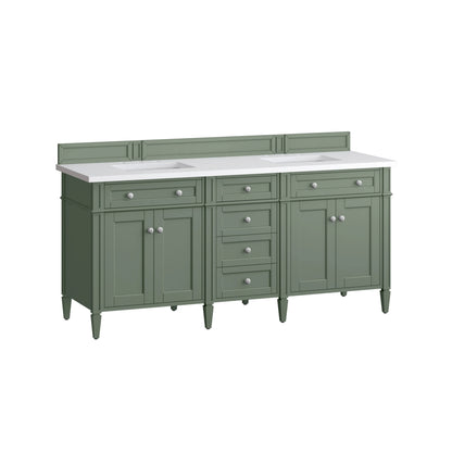 Brittany 72" Double Vanity, Smokey Celadon w/ 3 CM White Zeus Top, view 7