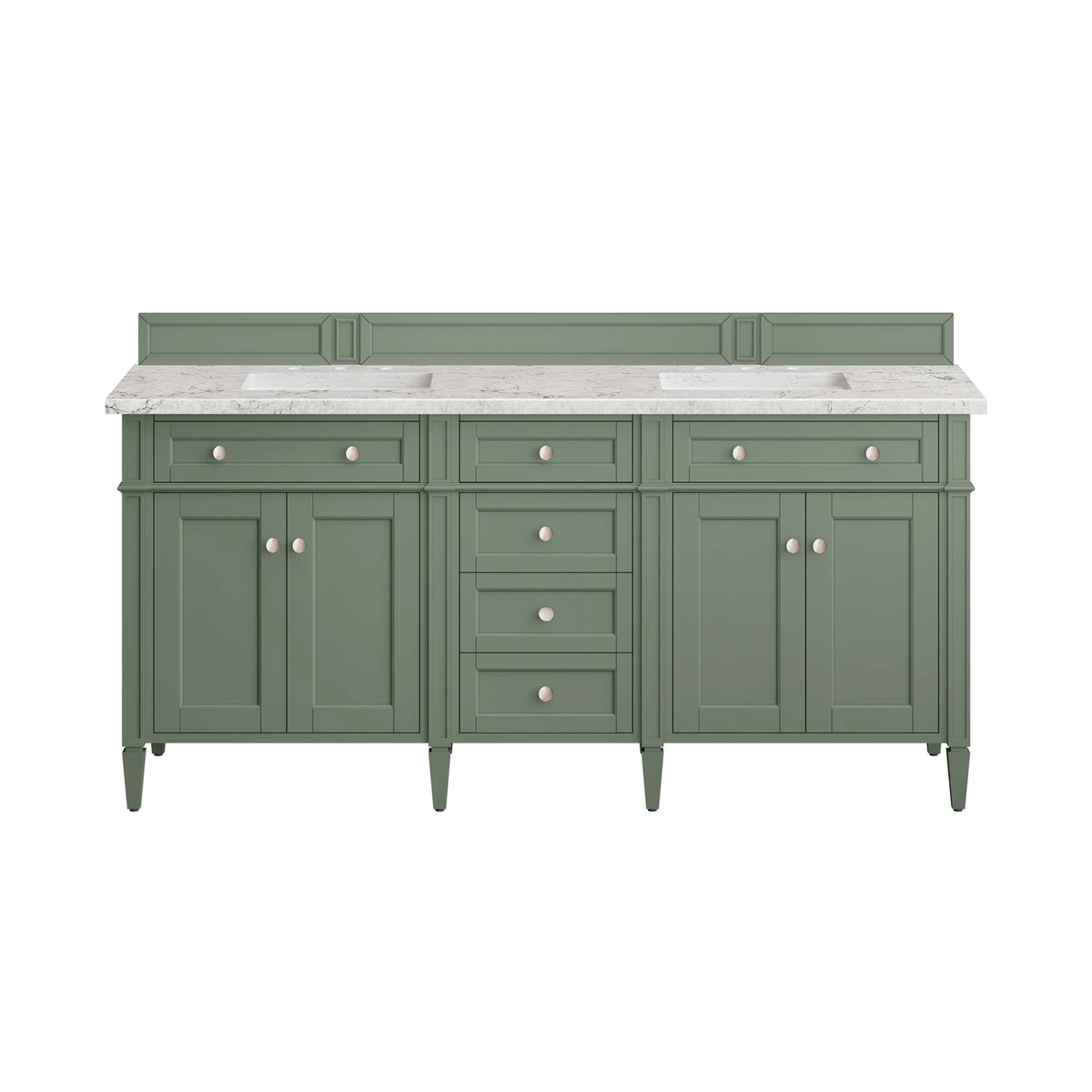 Brittany 72" Double Vanity, Smokey Celadon w/ 3 CM Eternal Jasmine Pearl Top w/FreePower Wireless Charger, view 2