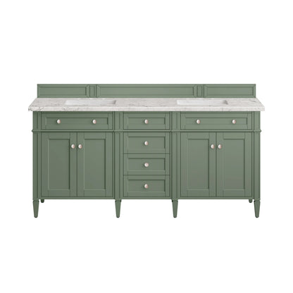 Brittany 72" Double Vanity, Smokey Celadon w/ 3 CM Eternal Jasmine Pearl Top w/FreePower Wireless Charger, view 2