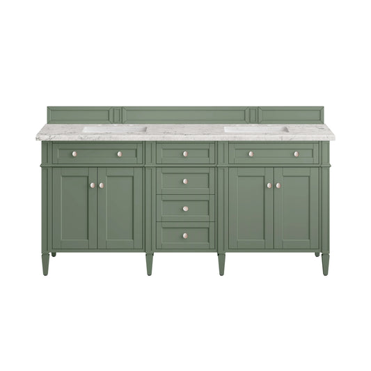 Brittany 72" Double Vanity, Smokey Celadon w/ 3 CM Eternal Jasmine Pearl Top w/FreePower Wireless Charger, view 2