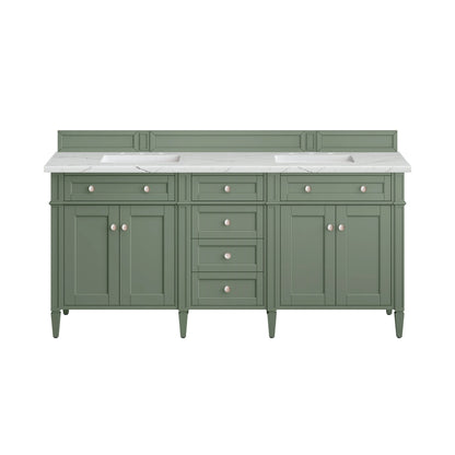 Brittany 72" Double Vanity, Smokey Celadon w/ 3 CM Ethereal Noctis Top w/FreePower Wireless Charger, view 2