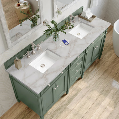 Brittany 72" Double Vanity, Smokey Celadon w/ 3 CM Victorian Silver Top w/FreePower Wireless Charger, view 9