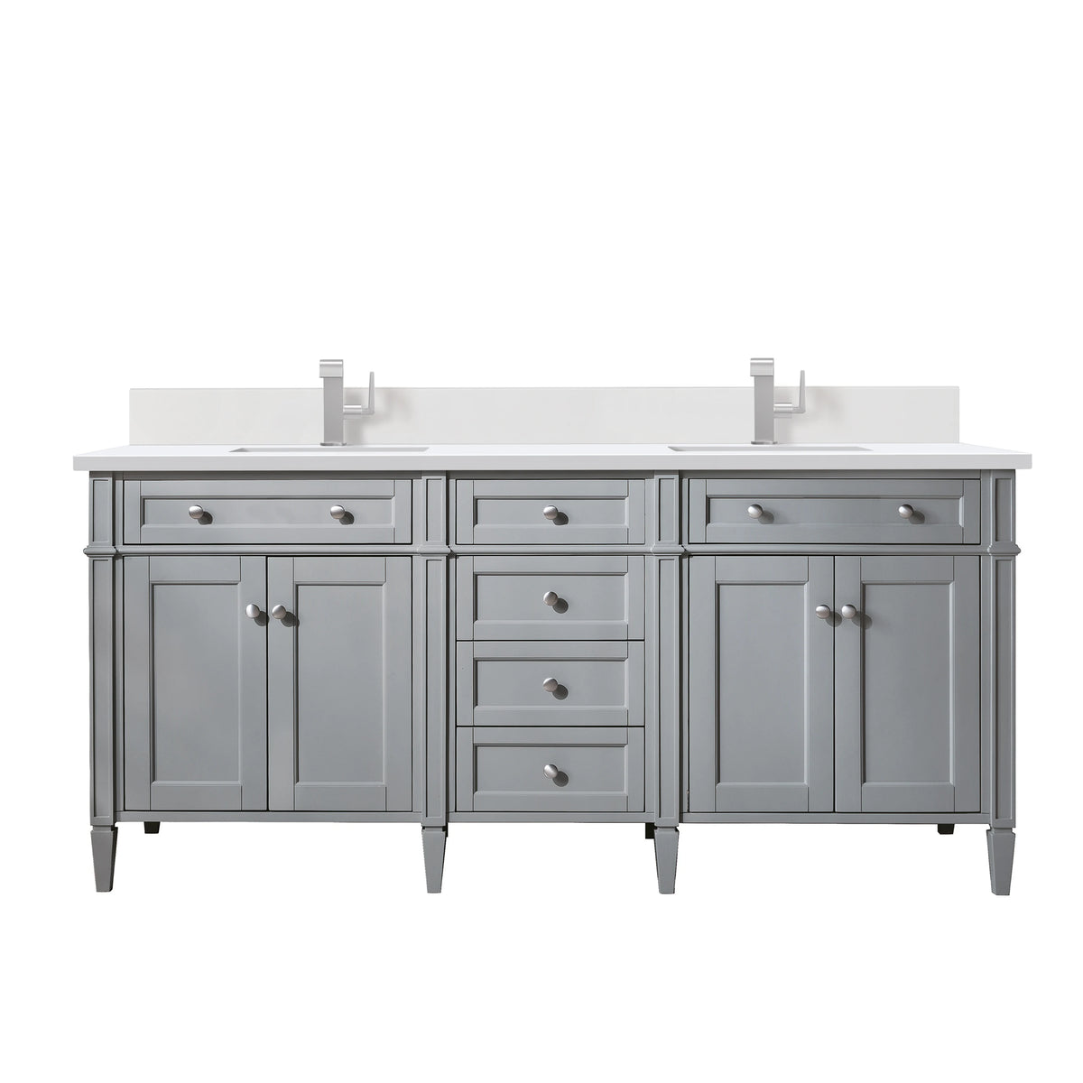 Brittany 72" Double Vanity, Urban Gray w/ Single Hole 3 CM White Zeus Silestone Top & Backsplash