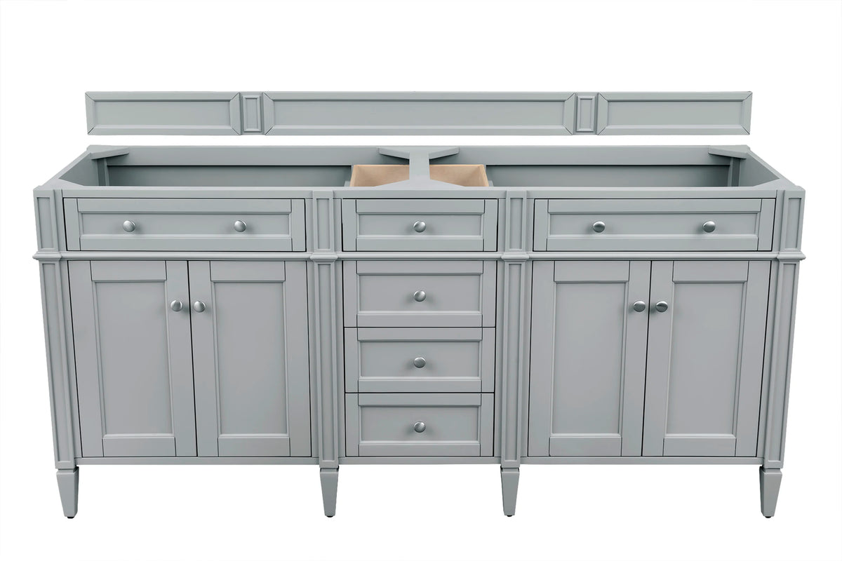 Brittany 72" Double Vanity, Urban Gray w/ 3 CM Carrara Marble Top, view 2