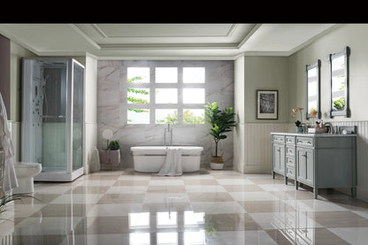 Brittany 72" Double Vanity, Urban Gray w/ 3 CM Carrara Marble Top, view 8