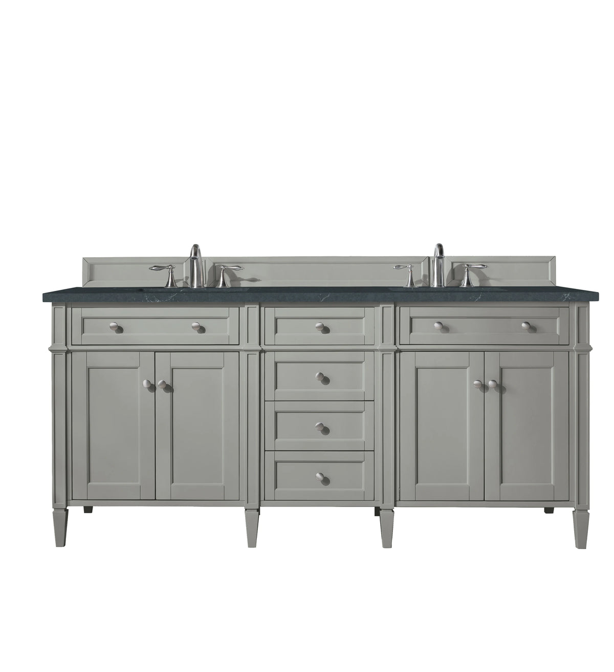 Brittany 72" Double Vanity, Urban Gray w/ 3 CM Charcoal Soapstone Silestone Top