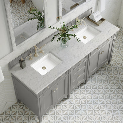 Brittany 72" Double Vanity, Urban Gray w/ 3 CM Eternal Jasmine Pearl Silestone Top, view 7