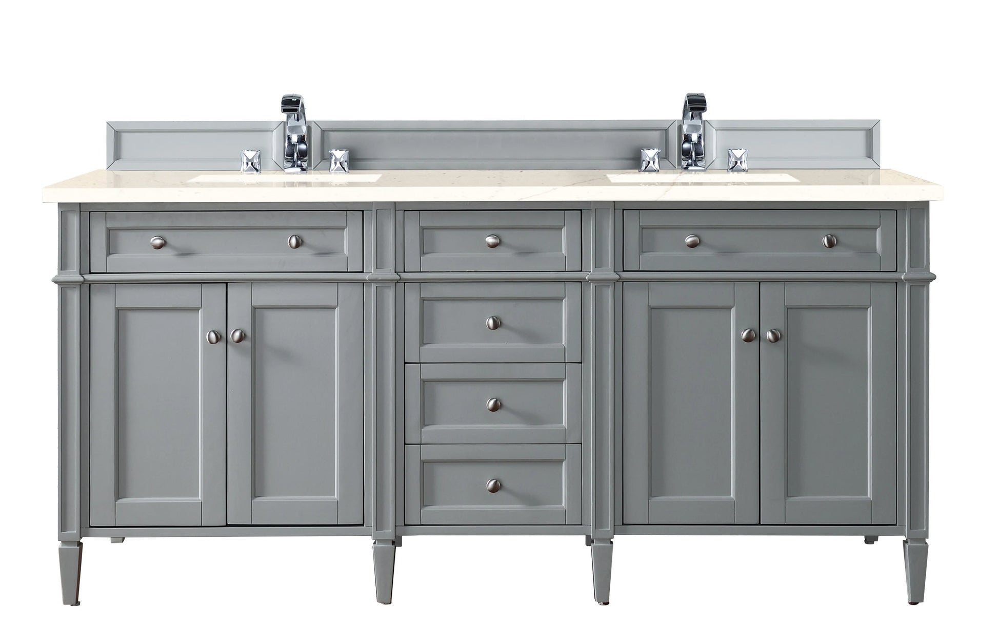 Renovate for Less Atlanta Brittany 72" Double Vanity, Urban Gray w/ 3 CM Eternal Marfil Silestone Top
