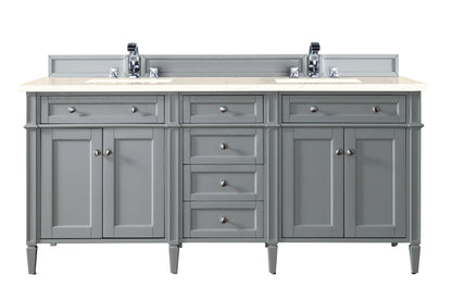 Renovate for Less Atlanta Brittany 72" Double Vanity, Urban Gray w/ 3 CM Eternal Marfil Silestone Top