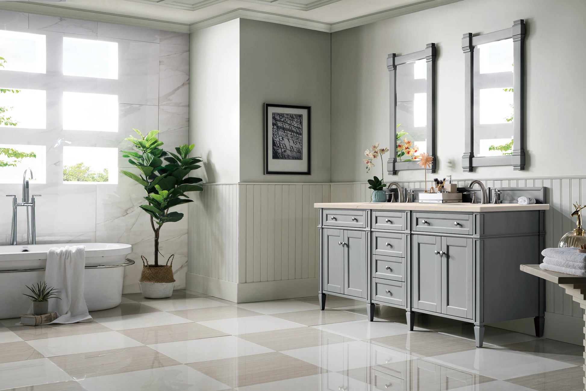 Renovate for Less Atlanta Brittany 72" Double Vanity, Urban Gray w/ 3 CM Eternal Marfil Silestone Top, view 4