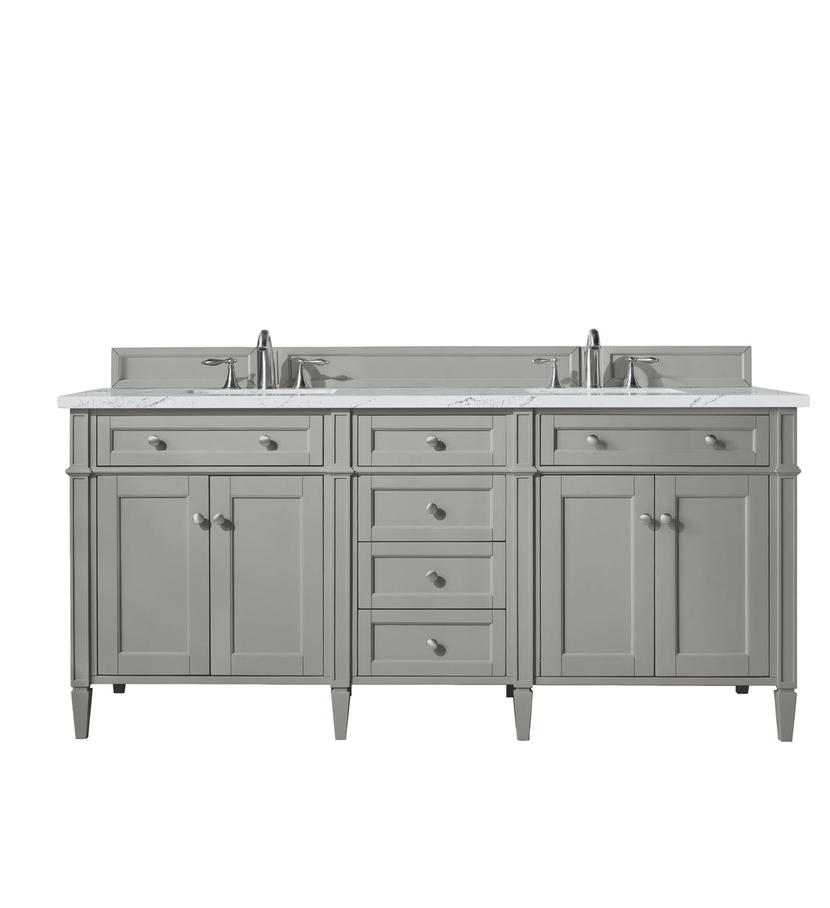Brittany 72" Double Vanity, Urban Gray w/ 3 CM Ethereal Noctis Silestone Top