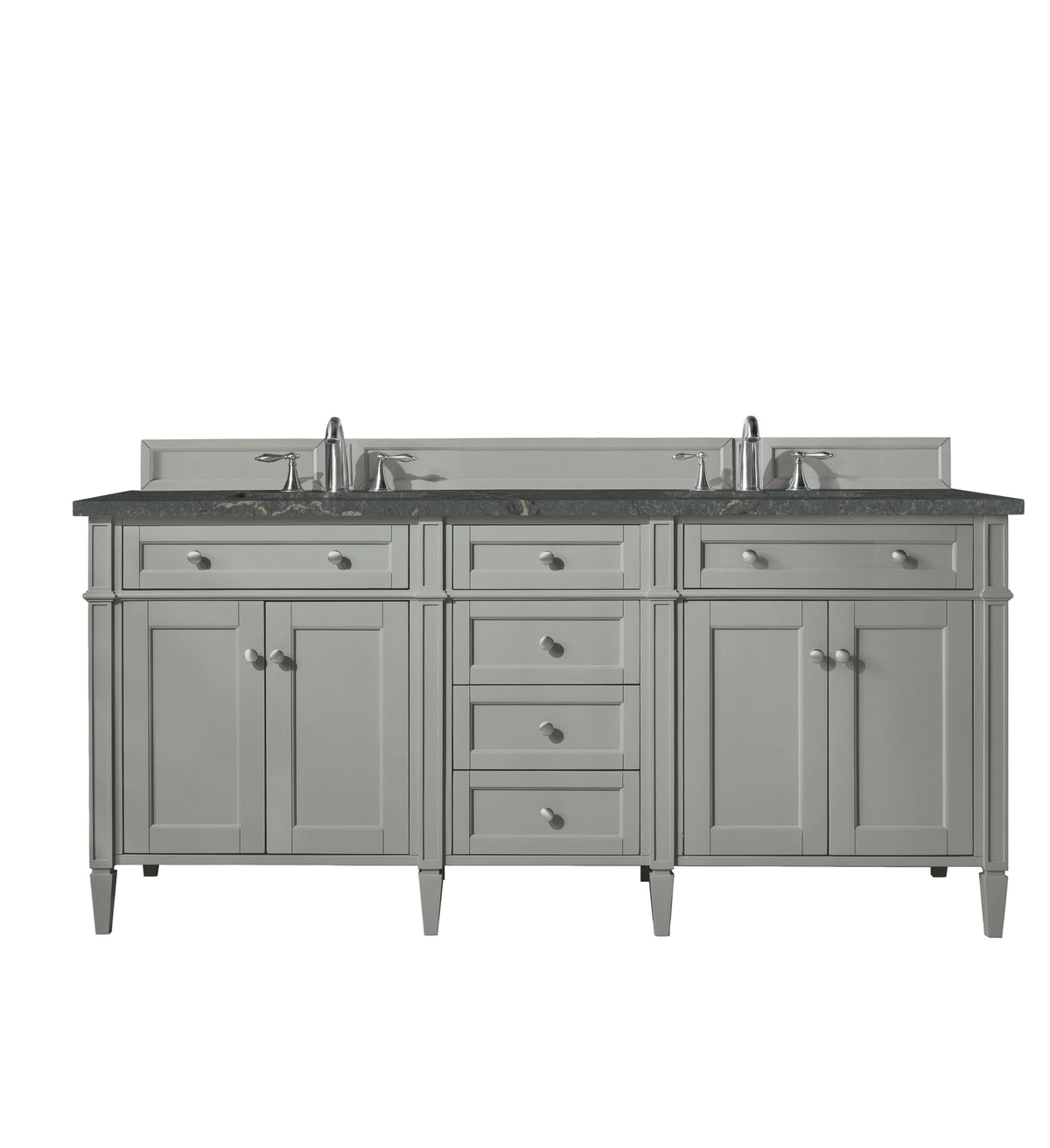 Brittany 72" Double Vanity, Urban Gray w/ 3 CM Parisien Bleu Silestone Top